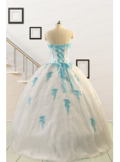 2015 Affordable White Quinceanera Dresses with Appliques