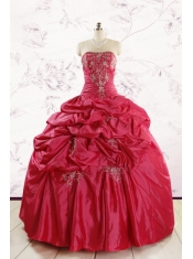 2015 Appliques Pretty Quinceanera Dresses with Strapless