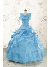 2015 Aqua Blue Hot Sale Appliques Quinceanera Dresses