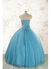 2015 Ball Gown Baby Blue Beading Quinceanera Dress with Wraps