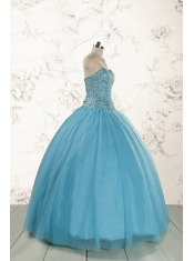 2015 Ball Gown Baby Blue Beading Quinceanera Dress with Wraps