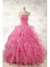2015 Ball Gown Organza Quinceanera Dresses with Beading and Ruffles