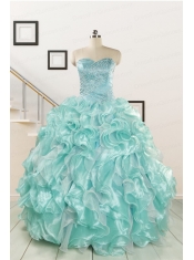 2015 Beautiful Beading Quinceanera Dresses in Apple Green