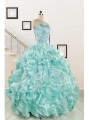 2015 Beautiful Beading Quinceanera Dresses in Apple Green