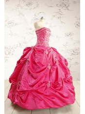 2015 Beautiful Strapless Quinceanera Dress with Appliques