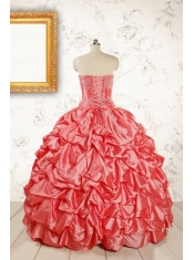 2015 Beautiful Sweetheart Beading Quinceanera Dresses in Watermelon