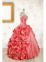2015 Beautiful Sweetheart Beading Quinceanera Dresses in Watermelon