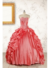 2015 Beautiful Sweetheart Beading Quinceanera Dresses in Watermelon