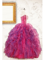 2015 Beautifull Multi Color Quinceanera Dresses with Appliques and Ruffles