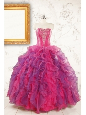 2015 Beautifull Multi Color Quinceanera Dresses with Appliques and Ruffles