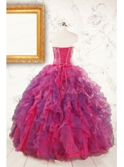 2015 Beautifull Multi Color Quinceanera Dresses with Appliques and Ruffles