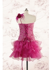 2015 Cheap Appliques Quinceanera Dresses in Fuchsia