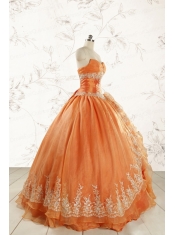 2015 Cheap Appliques Quinceanera Dresses in Orange