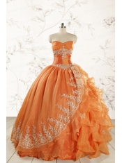 2015 Cheap Appliques Quinceanera Dresses in Orange