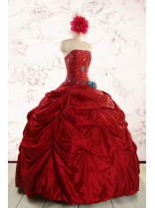 2015 Cheap Strapless Quinceanera Dresses with Beading
