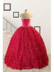 2015 Customize Special Fabric Beading Sweet 16 Dress in Coral Red