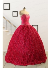 2015 Customize Special Fabric Beading Sweet 16 Dress in Coral Red