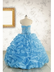 2015 Elegant Strapless Beading Quinceanera Dresses in Baby Blue