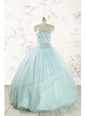 2015 Exclusive Apple Green Quinceanera Dresses with Reinstones
