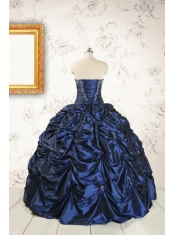 2015 Exclusive Appliques Navy Blue Quinceanera Dresses