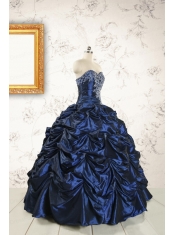 2015 Exclusive Appliques Navy Blue Quinceanera Dresses