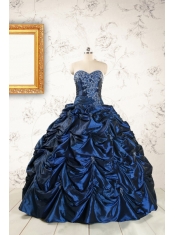 2015 Exclusive Appliques Navy Blue Quinceanera Dresses