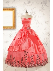 2015 Exquisite Quinceanera Gowns with Ruching and Appliques