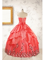 2015 Exquisite Quinceanera Gowns with Ruching and Appliques