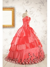 2015 Exquisite Quinceanera Gowns with Ruching and Appliques