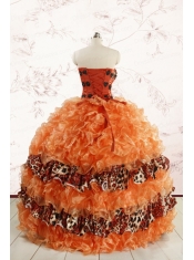 2015 Exquisite Sweetheart Leopard Quinceanera Dresses in Orange