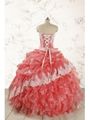 2015 Fashionable Strapless Watermelon Quinceanera Dresses