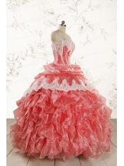2015 Fashionable Strapless Watermelon Quinceanera Dresses
