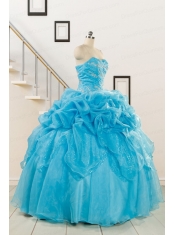 2015 Fashionable Sweetheart Beading Quinceanera Dress in Aqua Blue