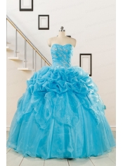 2015 Fashionable Sweetheart Beading Quinceanera Dress in Aqua Blue