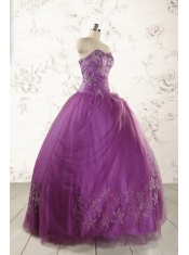 2015 Formal Sweetheart Purple Quinceanera Dresses with Appliques