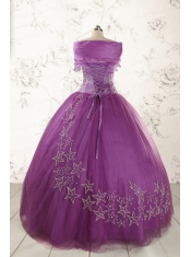 2015 Formal Sweetheart Purple Quinceanera Dresses with Appliques