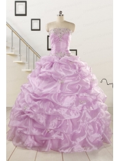 2015 Gorgeous Lilac Quinceanera Dresses with Appliques and Ruffles