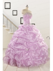 2015 Gorgeous Lilac Quinceanera Dresses with Appliques and Ruffles