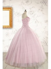 2015 Light Pink Appliques Strapless Sweet 16 Dresses with Wrap