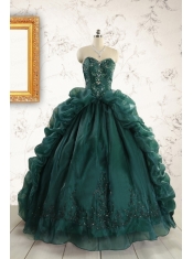 2015 Luxurious Dark Green Sweet 16 Dresses with Beading