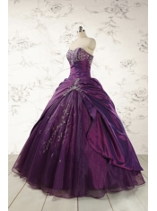 2015 Modern Purple Sweetheart Appliques Quinceanera Dresses