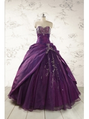 2015 Modern Purple Sweetheart Appliques Quinceanera Dresses
