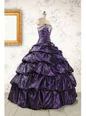2015 Modern Sweetheart Purple Quinceanera Dresses with Appliques