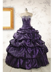 2015 Modern Sweetheart Purple Quinceanera Dresses with Appliques
