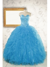 2015 Most Popular Baby Blue Quinceanera Dresses with Beading