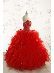 2015 Most Popular Red Quinceanera Dresses with Beading