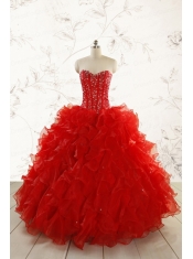 2015 Most Popular Red Quinceanera Dresses with Beading