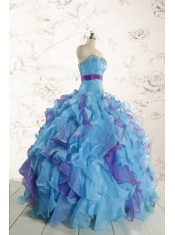 2015 New Style Multi Color Quinceanera Dresses with Beading and Ruffles