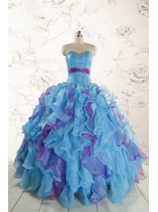 2015 New Style Multi Color Quinceanera Dresses with Beading and Ruffles