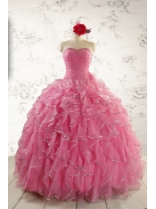 2015 New Style Rose Pink Quinceanera Dresses with  Beading